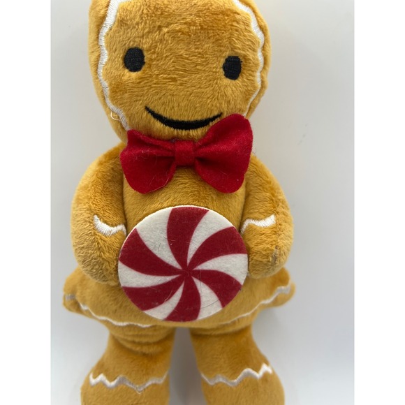 Gingerbread Man Plush with Candy Bow Tie Christmas Holiday Decor - Picture 5 of 5